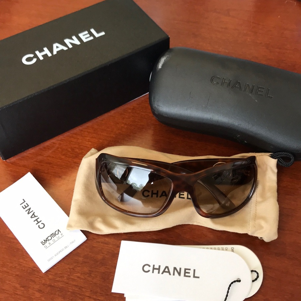 Chanel Brown Mother of Pearl Sunglasses